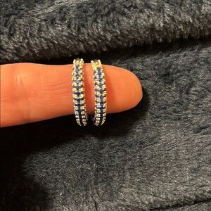 NEW Elegant Blue and Silver Textured Earrings